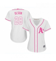 Womens Oakland Athletics 28 Matt Olson Replica White Fashion Cool Base Baseball Jersey Womens Oakland Athletics 28 Matt Olson Replica White Fashion Cool Base Baseball Jersey