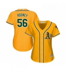 Womens Oakland Athletics 56 Fernando Rodney Replica Gold Alternate 2 Cool Base Baseball Jersey Womens Oakland Athletics 56 Fernando Rodney Replica Gold Alternate 2 Cool Base Baseball Jersey
