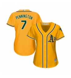 Womens Oakland Athletics 7 Cliff Pennington Replica Gold Alternate 2 Cool Base Baseball Jersey Womens Oakland Athletics 7 Cliff Pennington Replica Gold Alternate 2 Cool Base Baseball Jersey