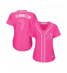Womens Oakland Athletics 7 Cliff Pennington Replica Pink Fashion Cool Base Baseball Jersey Womens Oakland Athletics 7 Cliff Pennington Replica Pink Fashion Cool Base Baseball Jersey