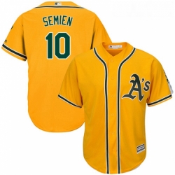 Youth Majestic Oakland Athletics 10 Marcus Semien Replica Gold Alternate 2 Cool Base MLB Jersey