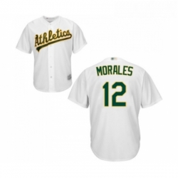 Youth Oakland Athletics 12 Kendrys Morales Replica White Home Cool Base Baseball Jersey 