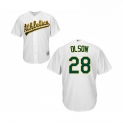 Youth Oakland Athletics 28 Matt Olson Replica White Home Cool Base Baseball Jersey 