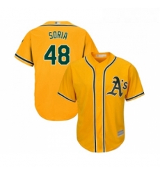 Youth Oakland Athletics 48 Joakim Soria Replica Gold Alternate 2 Cool Base Baseball Jersey Youth Oakland Athletics 48 Joakim Soria Replica Gold Alternate 2 Cool Base Baseball Jersey