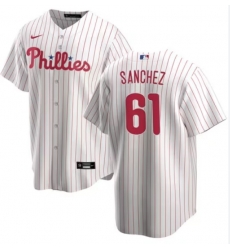 Men Nike Cristopher Sanchez White #61 Philadelphia Phillies Home Jersey