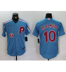 Men Philadelphia Phillies 10 J T Realmuto Blue Cool Base Stitched Jersey 2 Men Philadelphia Phillies 10 J T Realmuto Blue Cool Base Stitched Jersey 2
