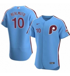 Men Philadelphia Phillies 10 J T Realmuto Blue Stitched Baseball Jersey Men Philadelphia Phillies 10 J T Realmuto Blue Stitched Baseball Jersey