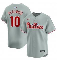 Men Philadelphia Phillies 10 J T Realmuto Grey Away Limited Stitched Jersey Men Philadelphia Phillies 10 J T Realmuto Grey Away Limited Stitched Jersey