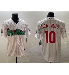 Men Philadelphia Phillies 10 J T  Realmuto White Phanatic Cool Base Stitched Jersey