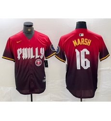Men Philadelphia Phillies 16 Brandon Marsh Red 2024 City Connect Limited Stitched Jersey 3 Men Philadelphia Phillies 16 Brandon Marsh Red 2024 City Connect Limited Stitched Jersey 3