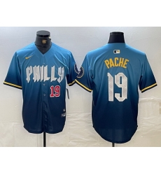 Men Philadelphia Phillies 19 Cristian Pache Blue 2024 City Connect Limited Stitched Jersey 1 Men Philadelphia Phillies 19 Cristian Pache Blue 2024 City Connect Limited Stitched Jersey 1