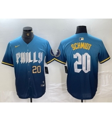 Men Philadelphia Phillies 20 Mike Schmidt Blue 2024 City Connect Limited Stitched Jersey 1 Men Philadelphia Phillies 20 Mike Schmidt Blue 2024 City Connect Limited Stitched Jersey 1