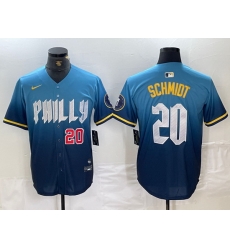 Men Philadelphia Phillies 20 Mike Schmidt Blue 2024 City Connect Limited Stitched Jersey 2 Men Philadelphia Phillies 20 Mike Schmidt Blue 2024 City Connect Limited Stitched Jersey 2
