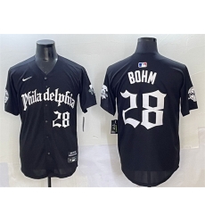 Men Philadelphia Phillies 28 Alec Bohm Black Gothic Vapor Limited Stitched Jersey