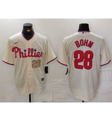 Men Philadelphia Phillies 28 Alec Bohm Cream Cool Base Stitched Jersey 1 Men Philadelphia Phillies 28 Alec Bohm Cream Cool Base Stitched Jersey 1