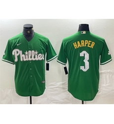 Men Philadelphia Phillies 3 Bryce Harper Green 2024 City Connect Stitched Jersey Men Philadelphia Phillies 3 Bryce Harper Green 2024 City Connect Stitched Jersey