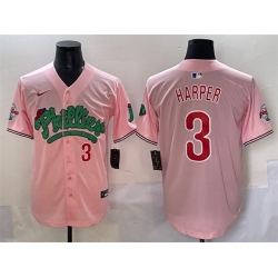 Men Philadelphia Phillies 3 Bryce Harper Pink Phanatic Limited Stitched Jersey fanswish net
