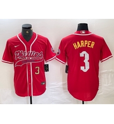 Men Philadelphia Phillies 3 Bryce Harper Red 2024 City Connect Stitched Jersey 1 Men Philadelphia Phillies 3 Bryce Harper Red 2024 City Connect Stitched Jersey 1