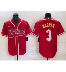 Men Philadelphia Phillies 3 Bryce Harper Red 2024 City Connect Stitched Jersey 2 Men Philadelphia Phillies 3 Bryce Harper Red 2024 City Connect Stitched Jersey 2