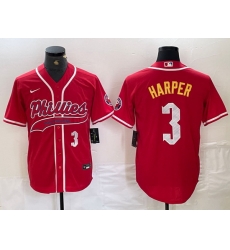 Men Philadelphia Phillies 3 Bryce Harper Red 2024 City Connect Stitched Jersey 4 Men Philadelphia Phillies 3 Bryce Harper Red 2024 City Connect Stitched Jersey 4