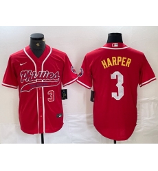 Men Philadelphia Phillies 3 Bryce Harper Red 2024 City Connect Stitched Jersey 5 Men Philadelphia Phillies 3 Bryce Harper Red 2024 City Connect Stitched Jersey 5