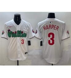 Men Philadelphia Phillies 3 Bryce Harper White Phanatic Limited Stitched Jersey 1