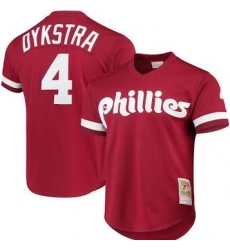 Men Philadelphia Phillies #4 Lenny Dykstra Red Cooperstown Mesh Batting Practice Jersey Men Philadelphia Phillies #4 Lenny Dykstra Red Cooperstown Mesh Batting Practice Jersey