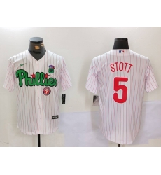 Men Philadelphia Phillies 5 Bryson Stott White Green Cool Base Stitched Jersey 1 Men Philadelphia Phillies 5 Bryson Stott White Green Cool Base Stitched Jersey 1
