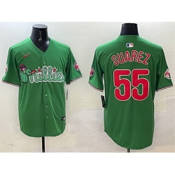 Men Philadelphia Phillies 55 Ranger Suarez Green Phanatic Limited Stitched Jersey