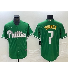 Men Philadelphia Phillies 7 Trea Turner Green 2024 City Connect Stitched Jersey Men Philadelphia Phillies 7 Trea Turner Green 2024 City Connect Stitched Jersey