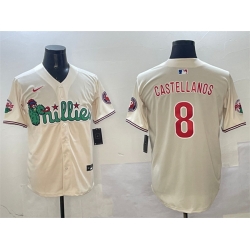 Men Philadelphia Phillies 8 Nick Castellanos Cream Phanatic Limited Stitched Jersey