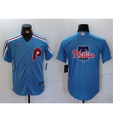 Men Philadelphia Phillies Team Big Logo Blue Cool Base Stitched Jersey 1 Men Philadelphia Phillies Team Big Logo Blue Cool Base Stitched Jersey 1