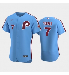 Men Philadelphia Phillies Trea Turner #7 Light Blue Stitched MLB jersey Men Philadelphia Phillies Trea Turner #7 Light Blue Stitched MLB jersey