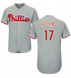 Mens Majestic Philadelphia Phillies 17 Rhys Hoskins Grey Road Flex Base Authentic Collection MLB Jersey Mens Majestic Philadelphia Phillies 17 Rhys Hoskins Grey Road Flex Base Authentic Collection MLB Jersey