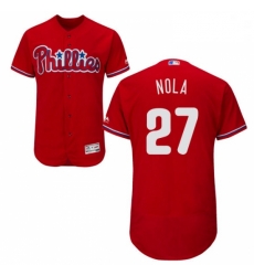 Mens Majestic Philadelphia Phillies 27 Aaron Nola Red Alternate Flex Base Authentic Collection MLB Jersey Mens Majestic Philadelphia Phillies 27 Aaron Nola Red Alternate Flex Base Authentic Collection MLB Jersey