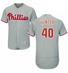 Mens Majestic Philadelphia Phillies 40 Tommy Hunter Grey Road Flex Base Authentic Collection MLB Jersey Mens Majestic Philadelphia Phillies 40 Tommy Hunter Grey Road Flex Base Authentic Collection MLB Jersey