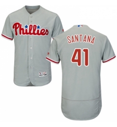 Mens Majestic Philadelphia Phillies 41 Carlos Santana Grey Road Flex Base Authentic Collection MLB Jersey Mens Majestic Philadelphia Phillies 41 Carlos Santana Grey Road Flex Base Authentic Collection MLB Jersey