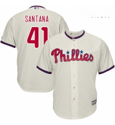 Mens Majestic Philadelphia Phillies 41 Carlos Santana Replica Cream Alternate Cool Base MLB Jersey Mens Majestic Philadelphia Phillies 41 Carlos Santana Replica Cream Alternate Cool Base MLB Jersey