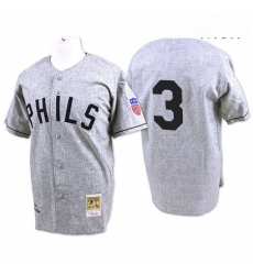 Mens Mitchell and Ness 1942 Philadelphia Phillies 3 Chuck Klein Authentic Grey Throwback MLB Jersey Mens Mitchell and Ness 1942 Philadelphia Phillies 3 Chuck Klein Authentic Grey Throwback MLB Jersey