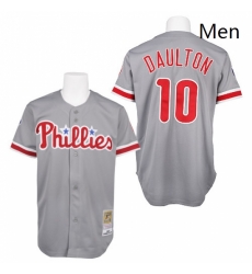 Mens Mitchell and Ness Philadelphia Phillies 10 Darren Daulton Replica Grey Throwback MLB Jersey Mens Mitchell and Ness Philadelphia Phillies 10 Darren Daulton Replica Grey Throwback MLB Jersey