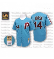 Mens Mitchell and Ness Philadelphia Phillies 14 Pete Rose Authentic Blue Throwback MLB Jersey Mens Mitchell and Ness Philadelphia Phillies 14 Pete Rose Authentic Blue Throwback MLB Jersey
