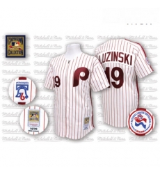 Mens Mitchell and Ness Philadelphia Phillies 19 Greg Luzinski Authentic WhiteRed Strip Throwback MLB Jersey Mens Mitchell and Ness Philadelphia Phillies 19 Greg Luzinski Authentic WhiteRed Strip Throwback MLB Jersey