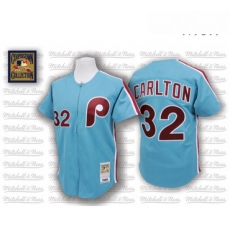 Mens Mitchell and Ness Philadelphia Phillies 32 Steve Carlton Authentic Blue Throwback MLB Jersey Mens Mitchell and Ness Philadelphia Phillies 32 Steve Carlton Authentic Blue Throwback MLB Jersey