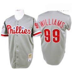 Mens Mitchell and Ness Philadelphia Phillies 99 Mitch Williams Replica Grey Throwback MLB Jersey Mens Mitchell and Ness Philadelphia Phillies 99 Mitch Williams Replica Grey Throwback MLB Jersey