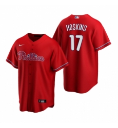 Mens Nike Philadelphia Phillies 17 Rhys Hoskins Red Alternate Stitched Baseball Jersey Mens Nike Philadelphia Phillies 17 Rhys Hoskins Red Alternate Stitched Baseball Jersey