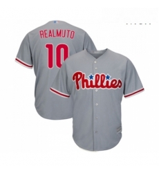 Mens Philadelphia Phillies 10 J T Realmuto Replica Grey Road Cool Base Baseball Jersey Mens Philadelphia Phillies 10 J T Realmuto Replica Grey Road Cool Base Baseball Jersey
