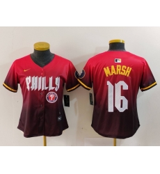 Women Philadelphia Phillies 16 Brandon Marsh Red 2024 City Connect Limited Stitched Baseball Jersey 3 Women Philadelphia Phillies 16 Brandon Marsh Red 2024 City Connect Limited Stitched Baseball Jersey 3