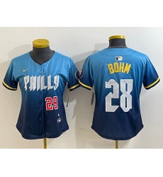 Women Philadelphia Phillies 28 Alec Bohm Blue 2024 City Connect Limited Stitched Baseball Jersey 1 Women Philadelphia Phillies 28 Alec Bohm Blue 2024 City Connect Limited Stitched Baseball Jersey 1