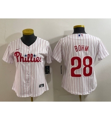 Women Philadelphia Phillies 28 Alec Bohm White 2022 World Series Cool Base Stitched jerseys Women Philadelphia Phillies 28 Alec Bohm White 2022 World Series Cool Base Stitched jerseys