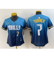 Women Philadelphia Phillies 7 Trea Turner Blue 2024 City Connect Limited Stitched Jersey 3 Women Philadelphia Phillies 7 Trea Turner Blue 2024 City Connect Limited Stitched Jersey 3